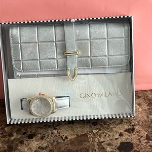 New Gino Milano Watch and wallet silver gift set